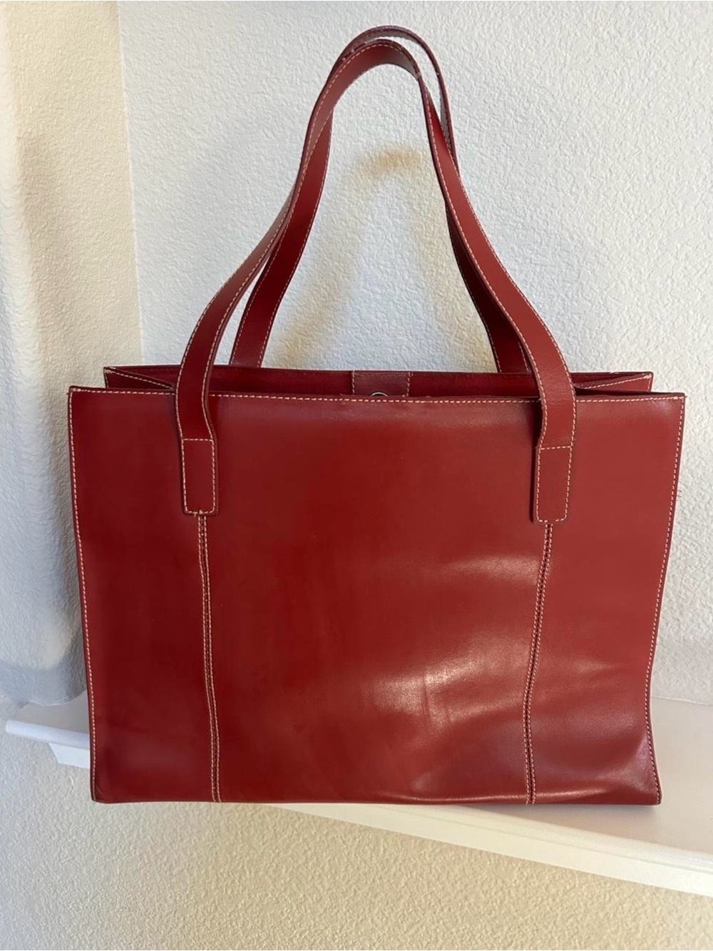 Wilsons Leather Deep Red Leather Tote Bag